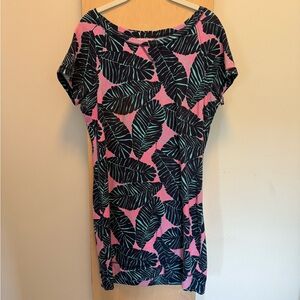 Lilly Pulitzer Pink and Navy Leaf Print Mini Dress
